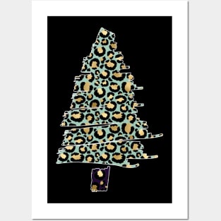 Merry Christmas Leopard Tree Emoji X-mas Holiday Posters and Art